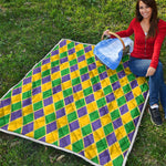 Purple Green And Yellow Mardi Gras Print Quilt