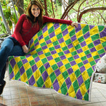 Purple Green And Yellow Mardi Gras Print Quilt