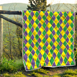 Purple Green And Yellow Mardi Gras Print Quilt