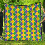Purple Green And Yellow Mardi Gras Print Quilt