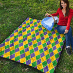 Purple Green And Yellow Mardi Gras Print Quilt