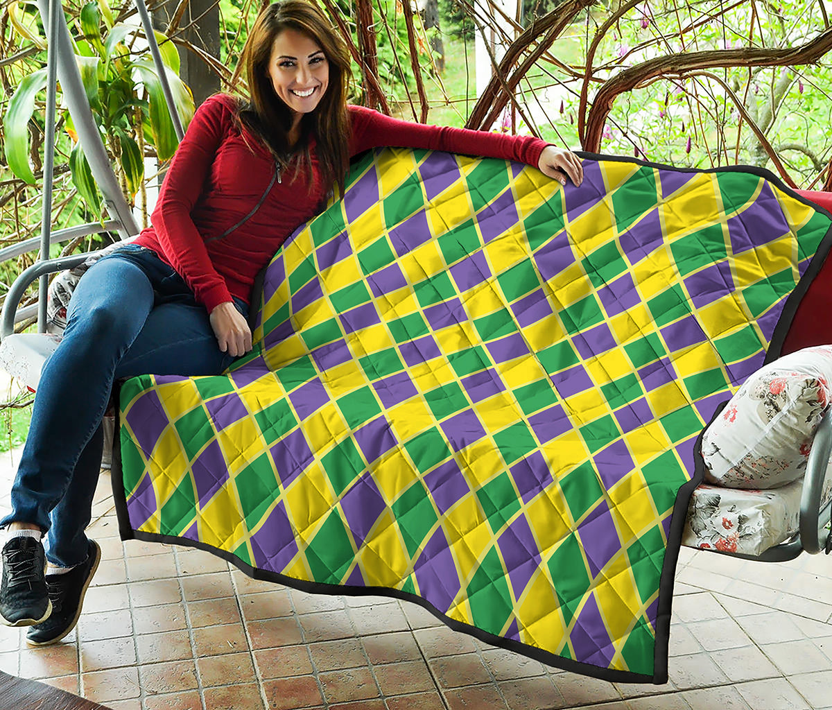 Purple Green And Yellow Mardi Gras Print Quilt