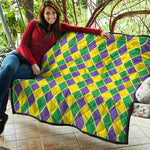 Purple Green And Yellow Mardi Gras Print Quilt
