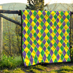 Purple Green And Yellow Mardi Gras Print Quilt