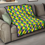 Purple Green And Yellow Mardi Gras Print Quilt