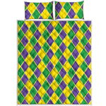 Purple Green And Yellow Mardi Gras Print Quilt Bed Set