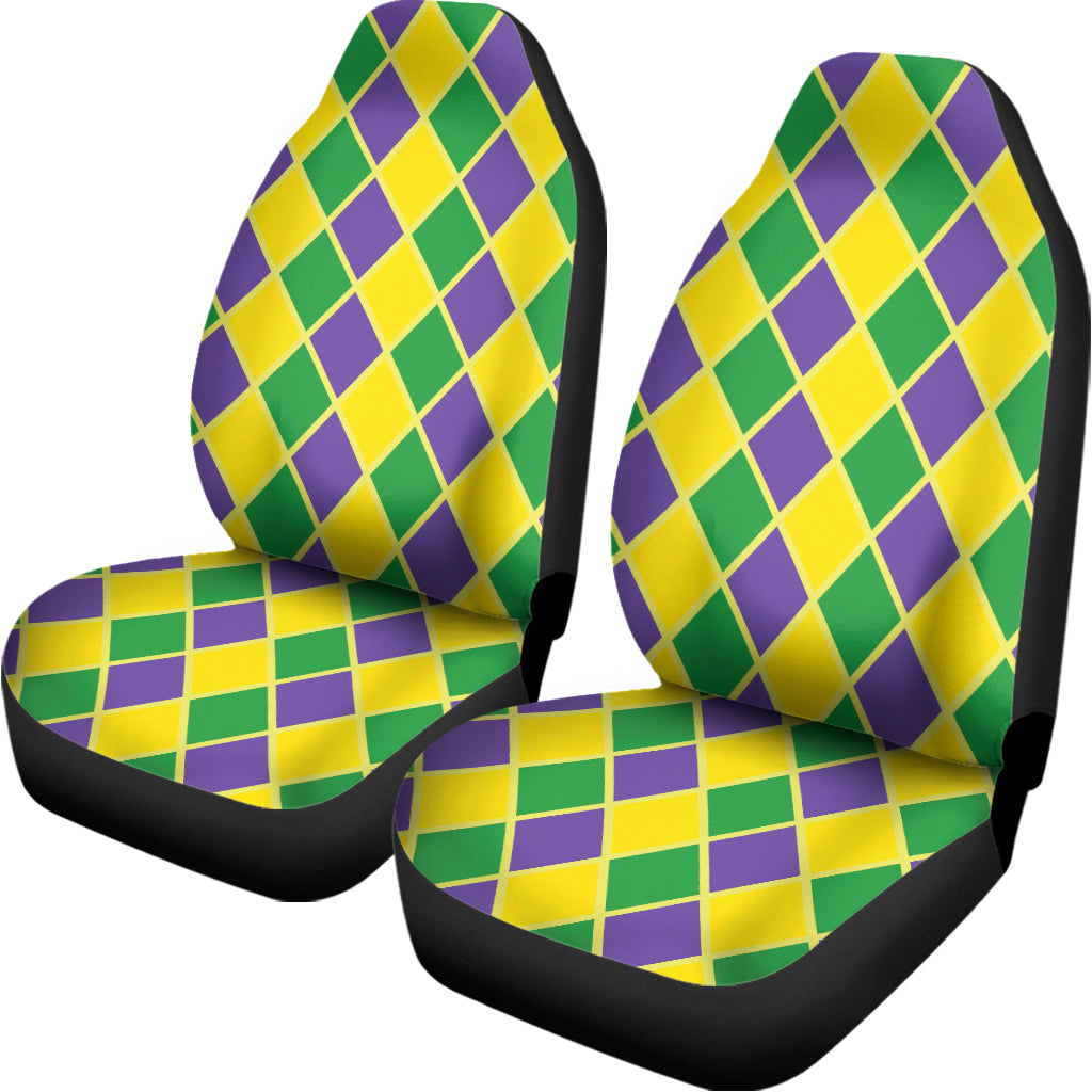 Purple Green And Yellow Mardi Gras Print Universal Fit Car Seat Covers