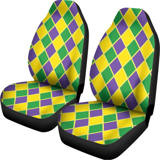 Purple Green And Yellow Mardi Gras Print Universal Fit Car Seat Covers