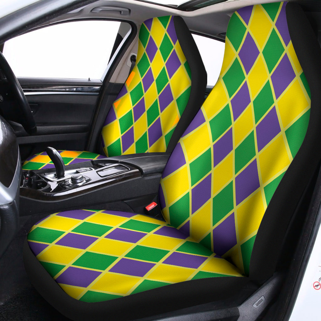 Purple Green And Yellow Mardi Gras Print Universal Fit Car Seat Covers
