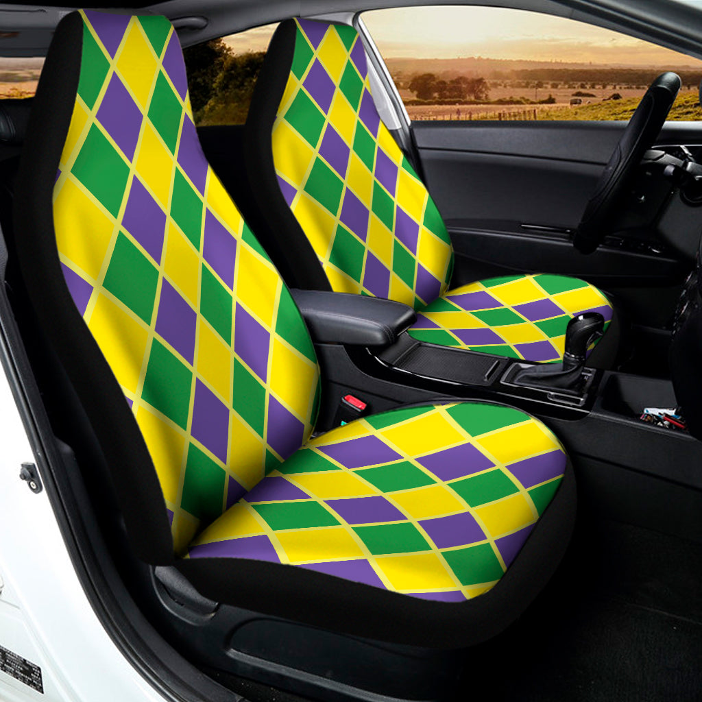 Purple Green And Yellow Mardi Gras Print Universal Fit Car Seat Covers