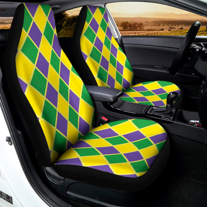 Purple Green And Yellow Mardi Gras Print Universal Fit Car Seat Covers