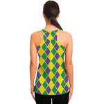 Purple Green And Yellow Mardi Gras Print Women's Racerback Tank Top