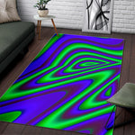 Purple Green Psychedelic Trippy Print Area Rug GearFrost