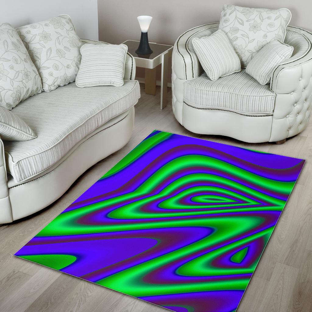 Purple Green Psychedelic Trippy Print Area Rug GearFrost