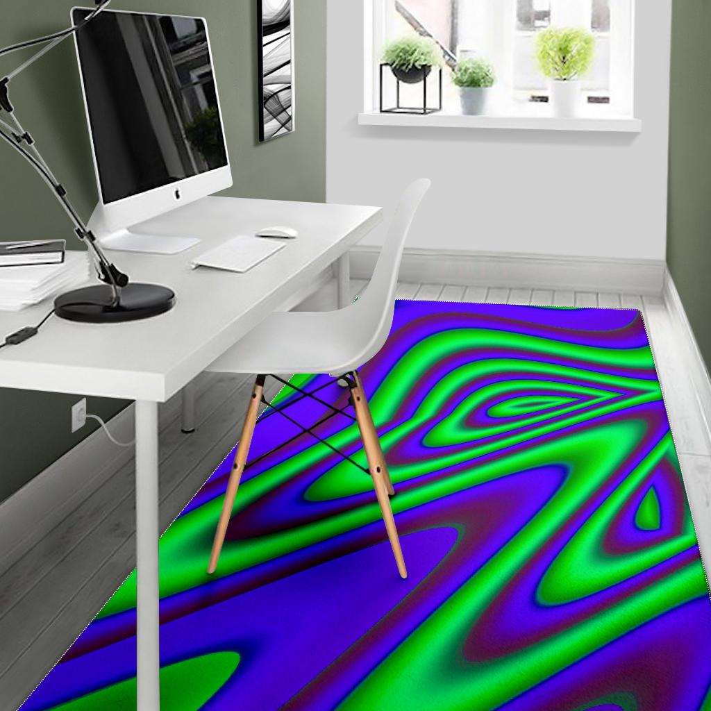 Purple Green Psychedelic Trippy Print Area Rug GearFrost