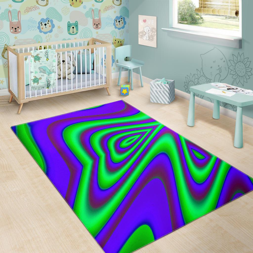 Purple Green Psychedelic Trippy Print Area Rug GearFrost