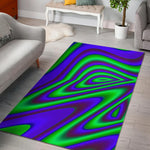 Purple Green Psychedelic Trippy Print Area Rug GearFrost