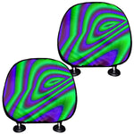 Purple Green Psychedelic Trippy Print Car Headrest Covers