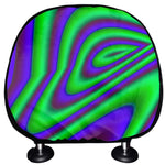 Purple Green Psychedelic Trippy Print Car Headrest Covers