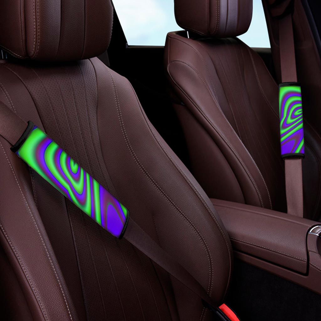 Purple Green Psychedelic Trippy Print Car Seat Belt Covers