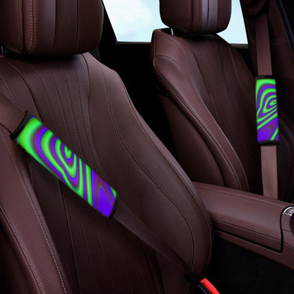 Purple Green Psychedelic Trippy Print Car Seat Belt Covers