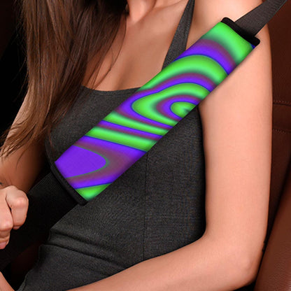 Purple Green Psychedelic Trippy Print Car Seat Belt Covers