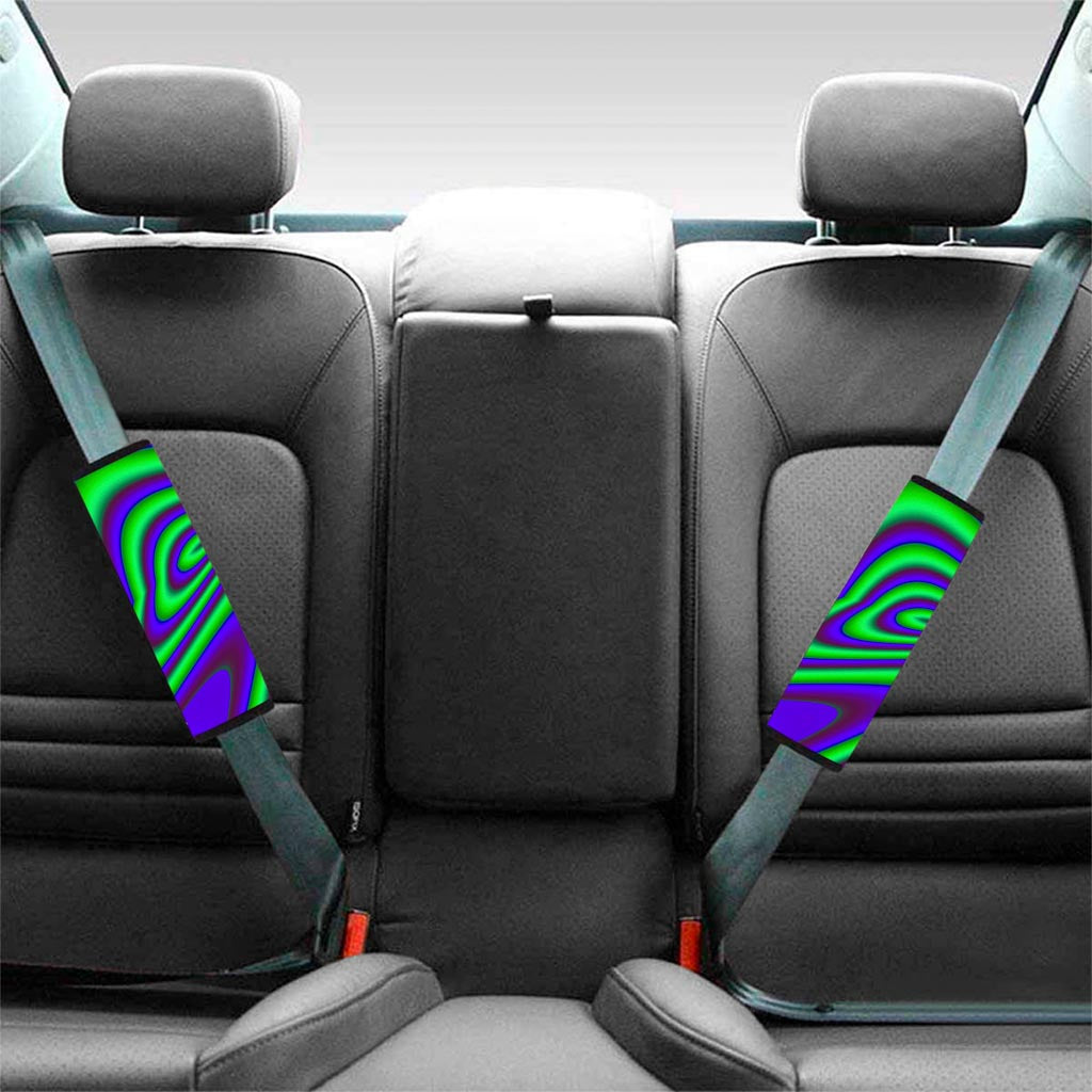 Purple Green Psychedelic Trippy Print Car Seat Belt Covers