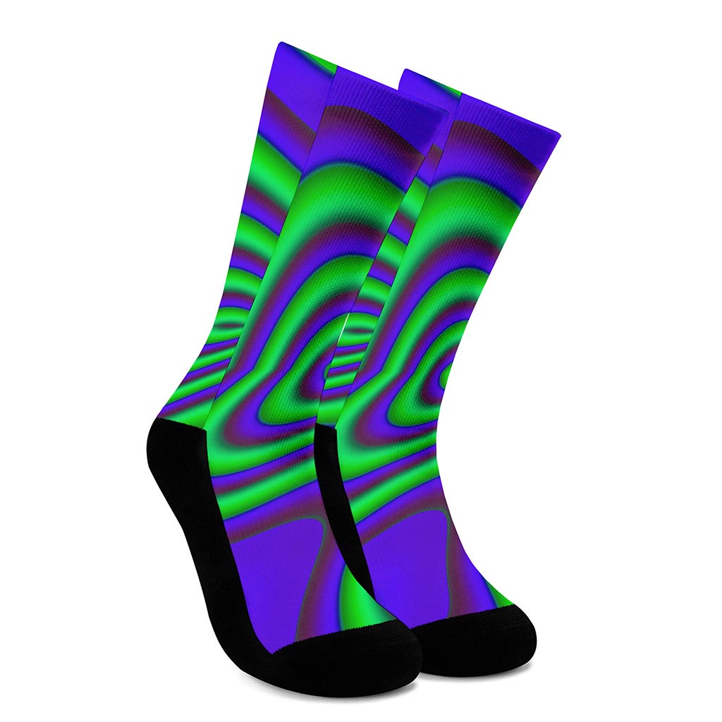 Purple Green Psychedelic Trippy Print Crew Socks