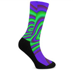 Purple Green Psychedelic Trippy Print Crew Socks