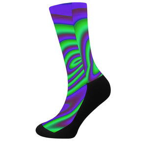 Purple Green Psychedelic Trippy Print Crew Socks