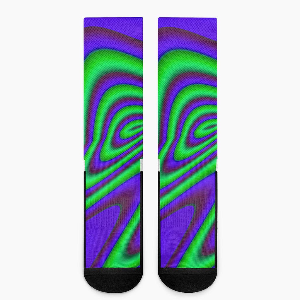 Purple Green Psychedelic Trippy Print Crew Socks