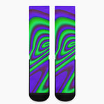 Purple Green Psychedelic Trippy Print Crew Socks