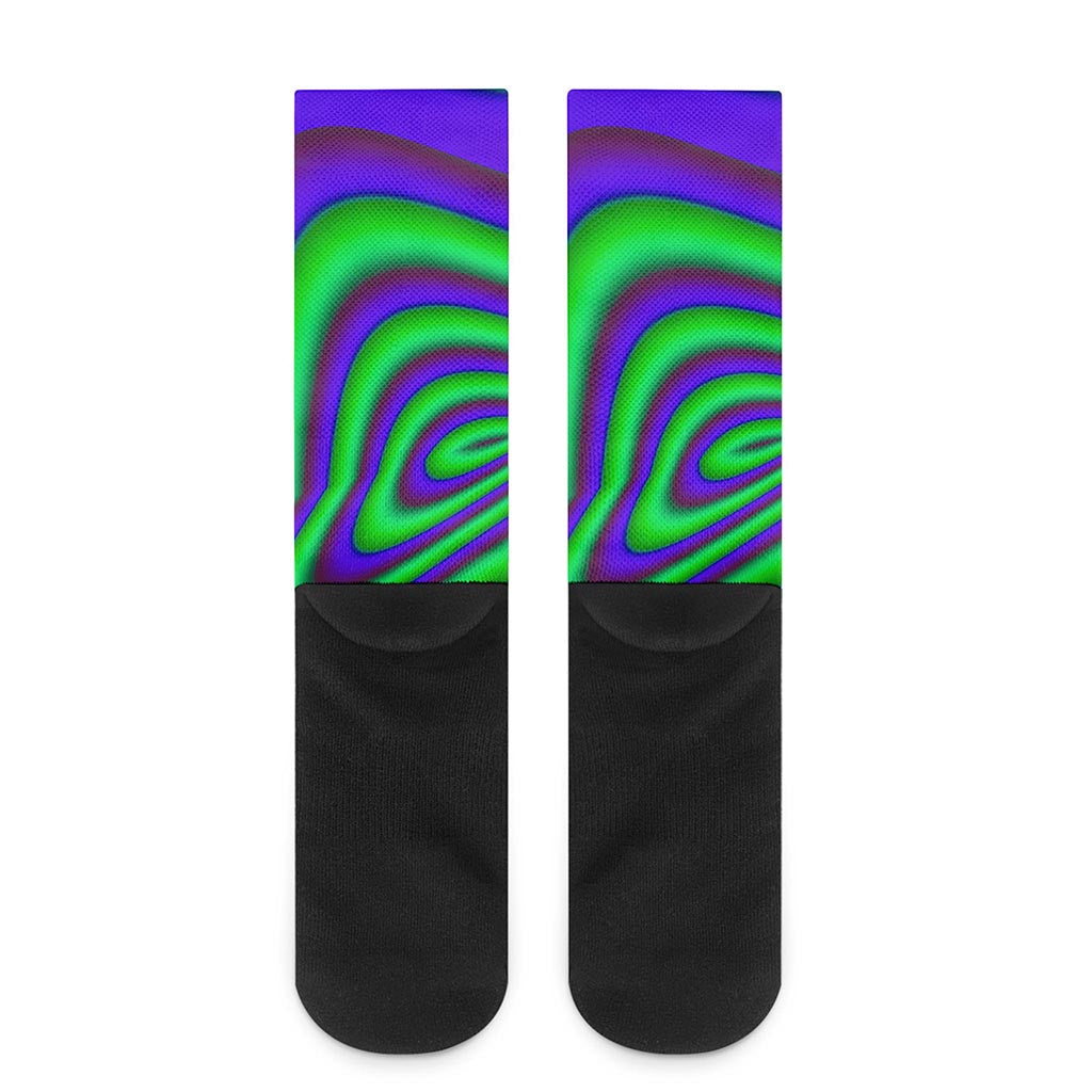 Purple Green Psychedelic Trippy Print Crew Socks