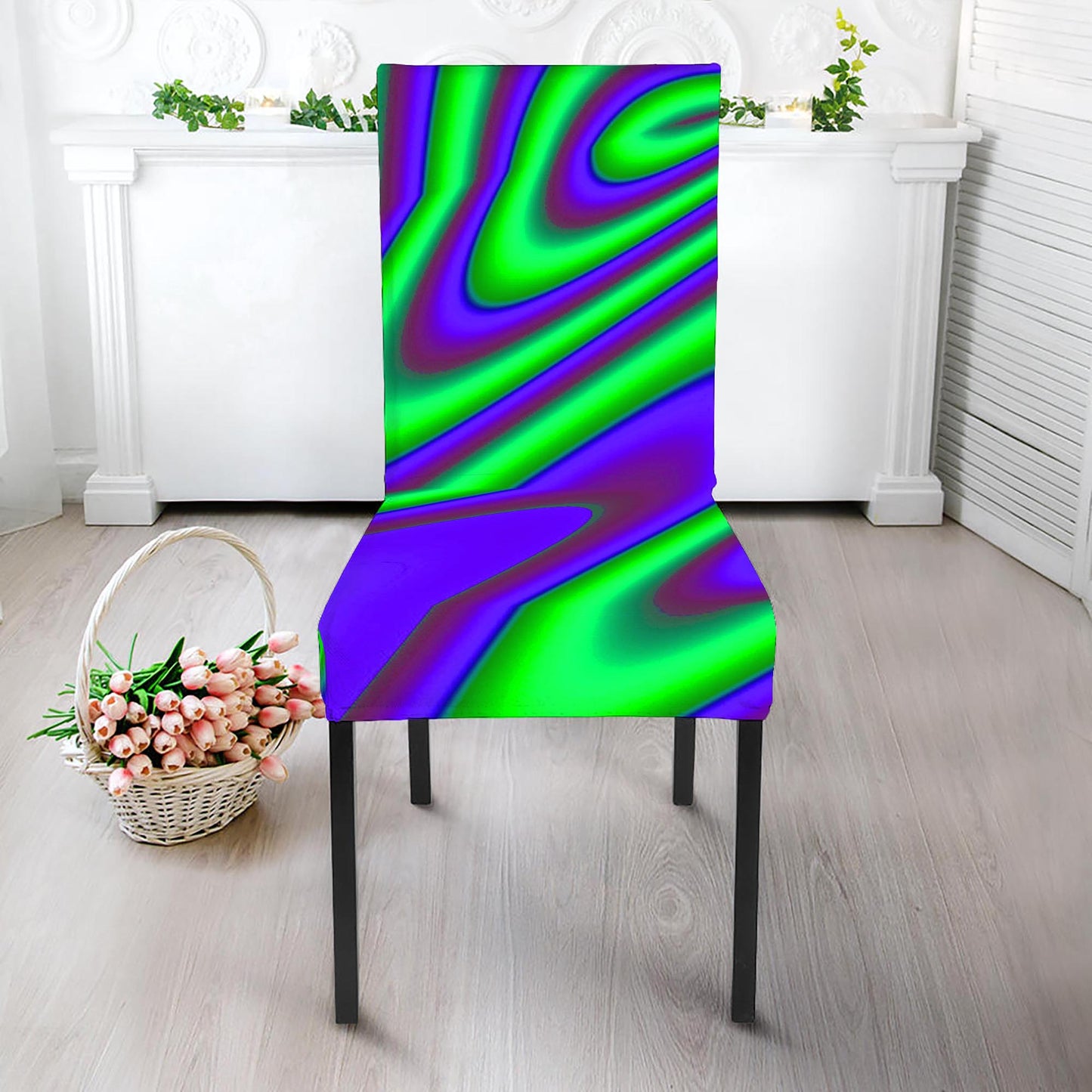 Purple Green Psychedelic Trippy Print Dining Chair Slipcover