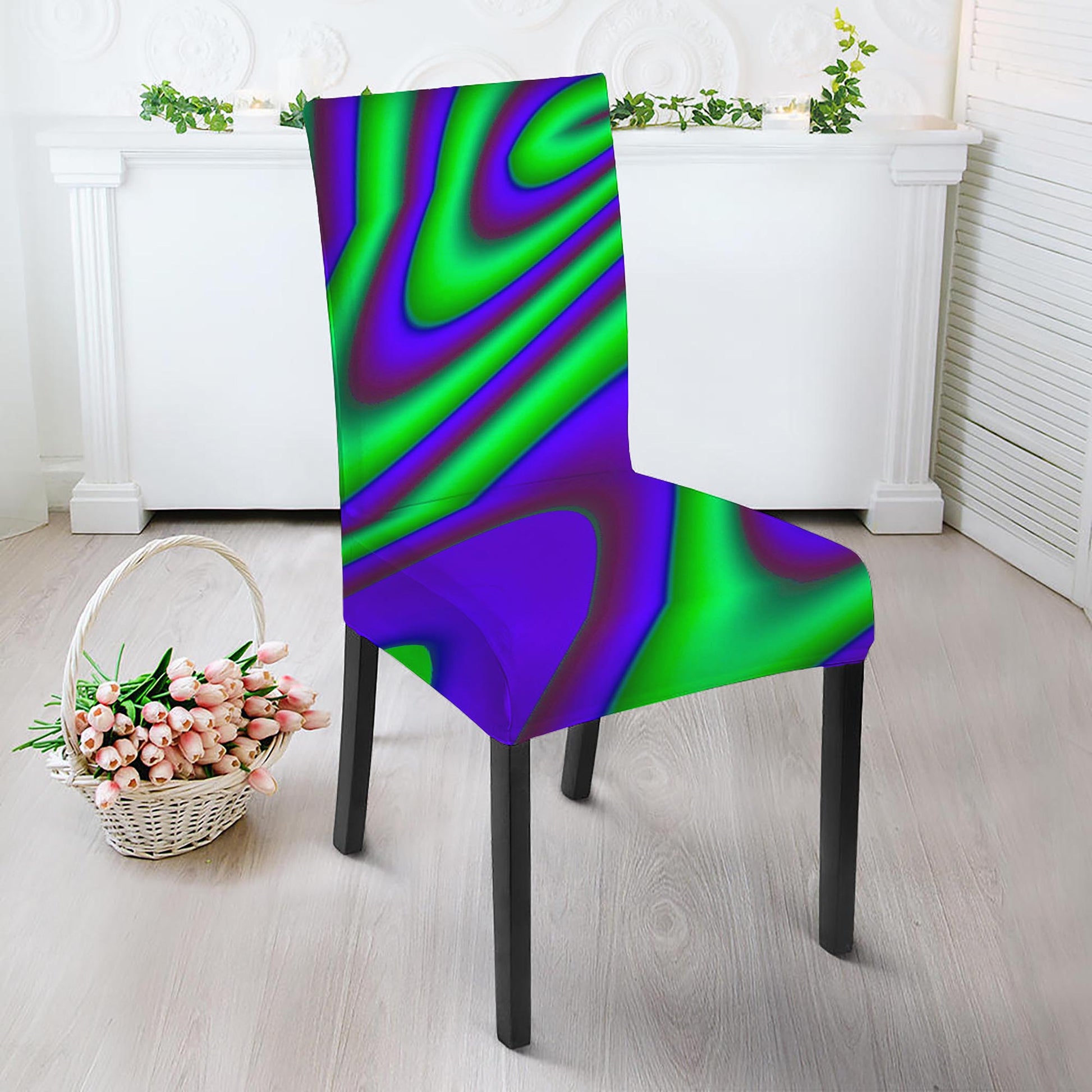 Purple Green Psychedelic Trippy Print Dining Chair Slipcover