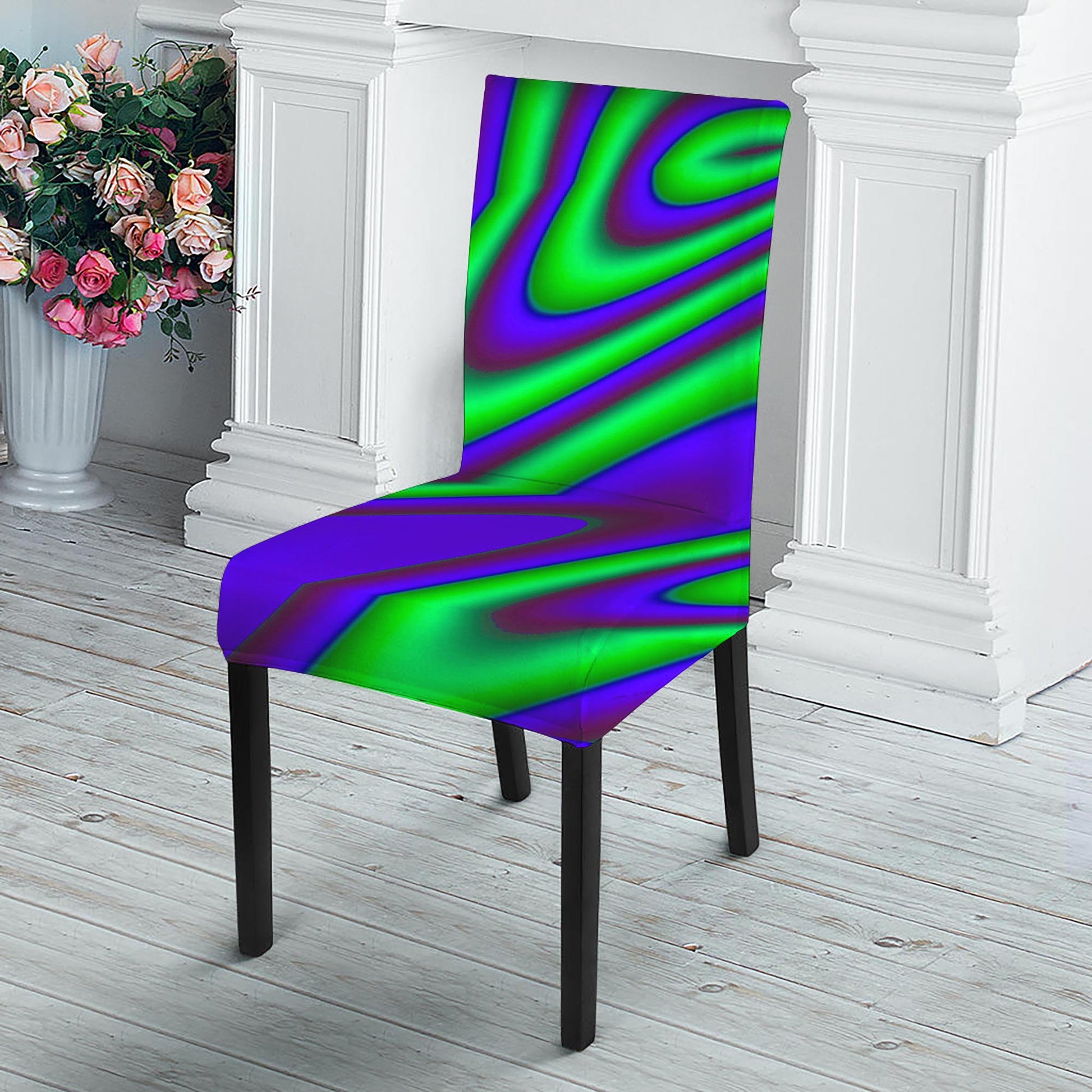 Purple Green Psychedelic Trippy Print Dining Chair Slipcover