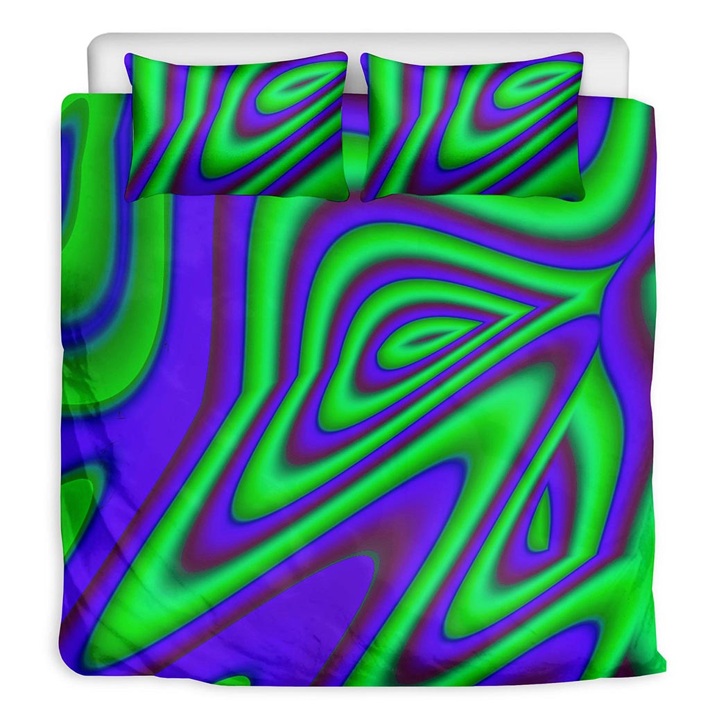 Purple Green Psychedelic Trippy Print Duvet Cover Bedding Set