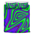 Purple Green Psychedelic Trippy Print Duvet Cover Bedding Set