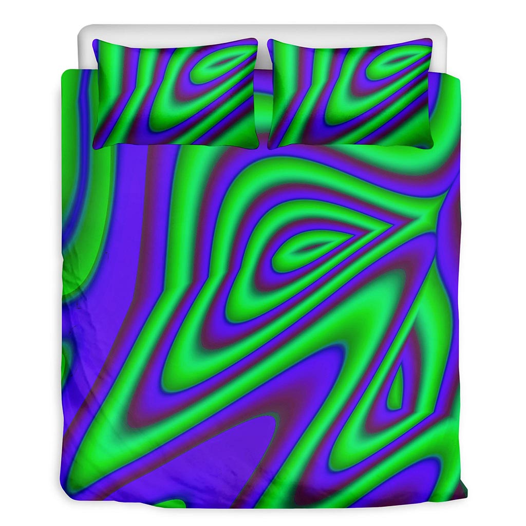 Purple Green Psychedelic Trippy Print Duvet Cover Bedding Set