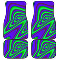 Purple Green Psychedelic Trippy Print Front and Back Car Floor Mats