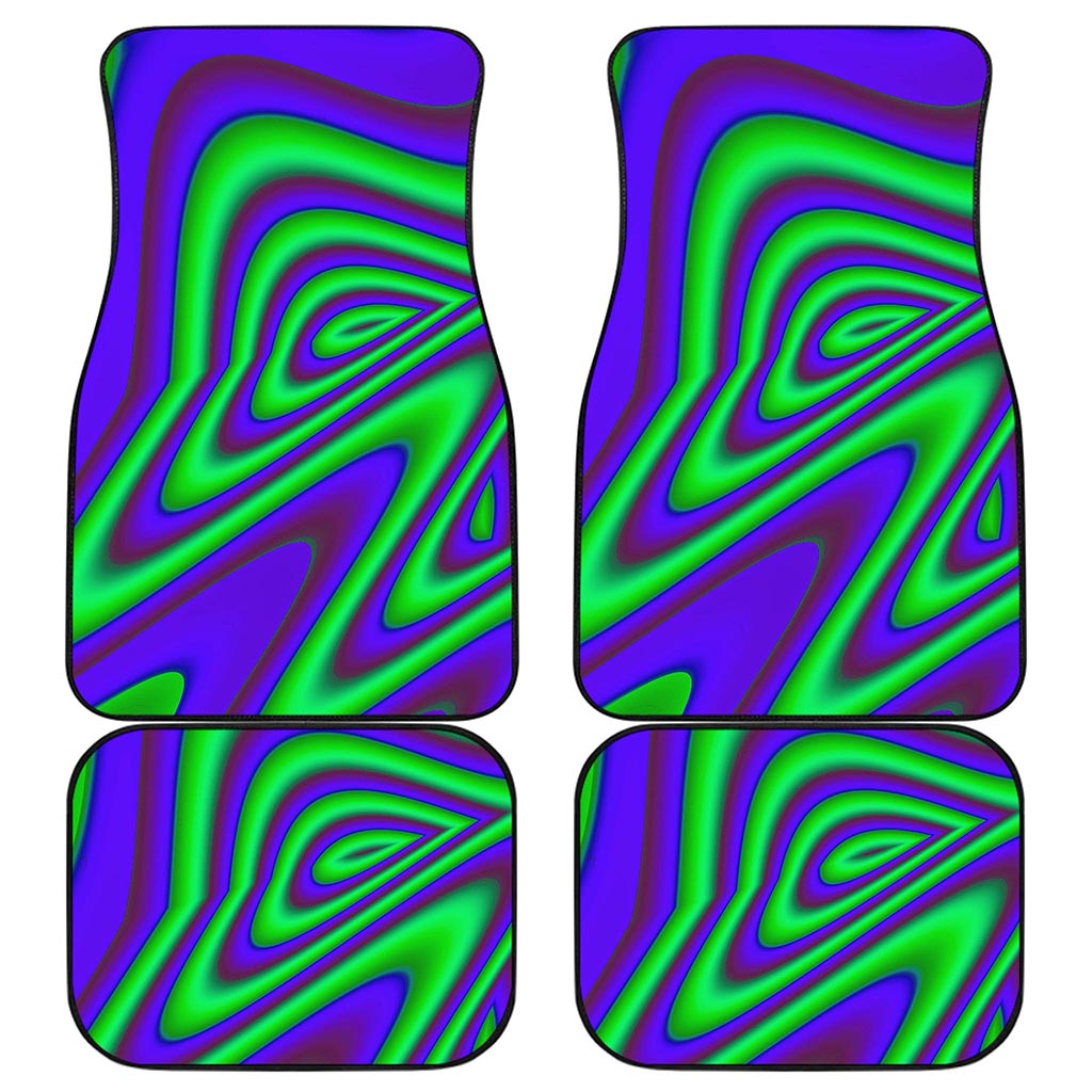 Purple Green Psychedelic Trippy Print Front and Back Car Floor Mats