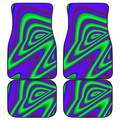 Purple Green Psychedelic Trippy Print Front and Back Car Floor Mats