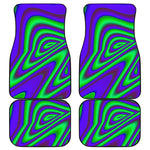 Purple Green Psychedelic Trippy Print Front and Back Car Floor Mats