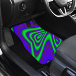 Purple Green Psychedelic Trippy Print Front and Back Car Floor Mats
