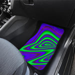 Purple Green Psychedelic Trippy Print Front and Back Car Floor Mats