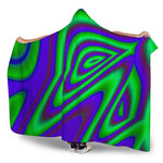 Purple Green Psychedelic Trippy Print Hooded Blanket