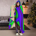 Purple Green Psychedelic Trippy Print Hooded Blanket