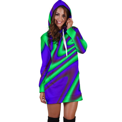 Purple Green Psychedelic Trippy Print Hoodie Dress GearFrost