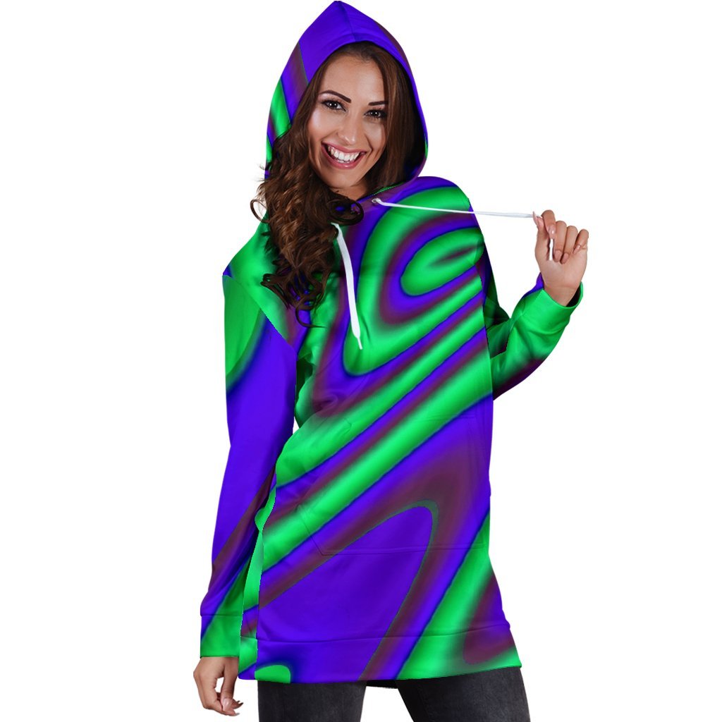 Purple Green Psychedelic Trippy Print Hoodie Dress GearFrost