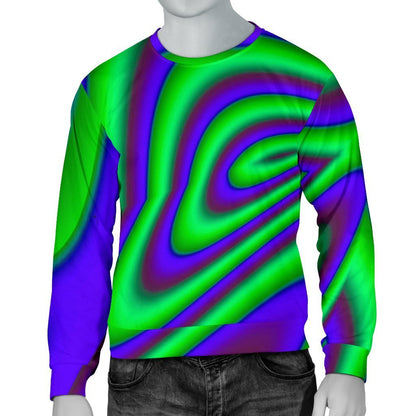 Purple Green Psychedelic Trippy Print Men's Crewneck Sweatshirt GearFrost